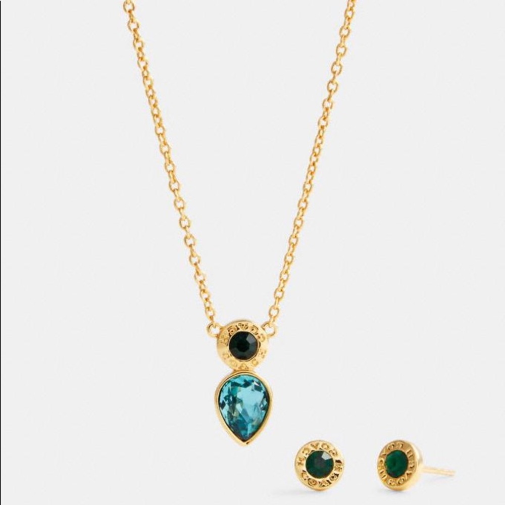 Open Circle Necklace And Pear Earrings Set - Picture 3 of 3